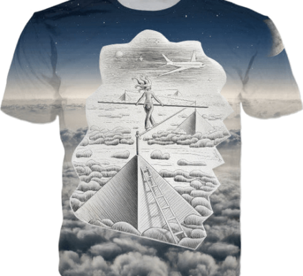 One Way To the Moon - T-shirts and Clothes - Pencil Vs Camera Art by Ben Heine