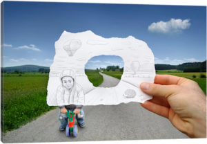 Pencil vs. Camera 29 - Child Playing - Canvas Print