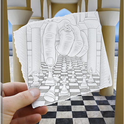 Pencil vs. Camera 37 - Checkmate - Canvas Print