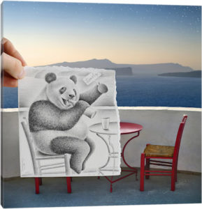 Pencil vs. Camera 41 - Lonely Panda - Canvas Print