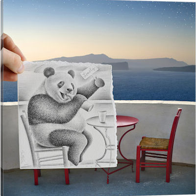 Pencil vs. Camera 41 - Lonely Panda - Canvas Print