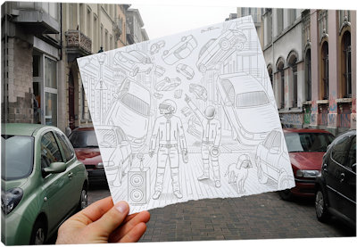 Pencil vs. Camera 47 - Daft Punk - Canvas Print