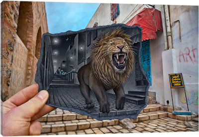 Pencil vs. Camera 63 - Mighty Lion - Canvas Print