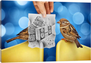 Pencil vs. Camera 66 - Electro Birds - Canvas Print
