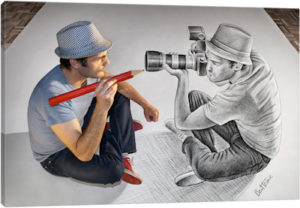 Pencil vs. Camera 73 - Illustrator Vs Photographer - Canvas Print