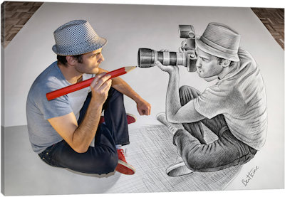 Pencil vs. Camera 73 - Illustrator Vs Photographer - Canvas Print