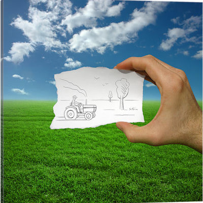 Pencil vs. Camera 9 - Farmer - Canvas Print