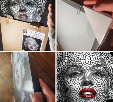 Buy Marilyn Monroe Digital Circlism Art Prints with physical 3D Effects by Ben Heine Art