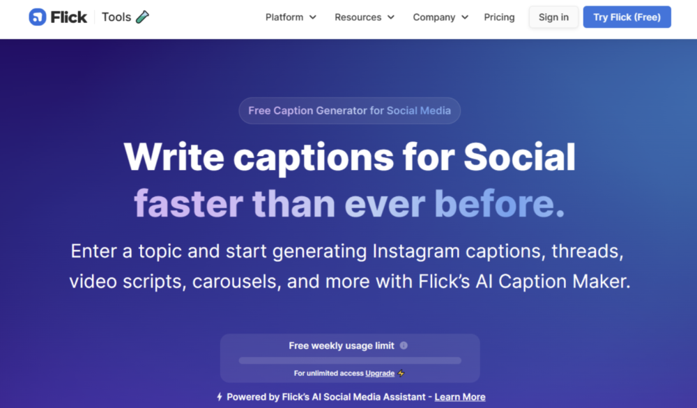 Flick AI Caption Generator