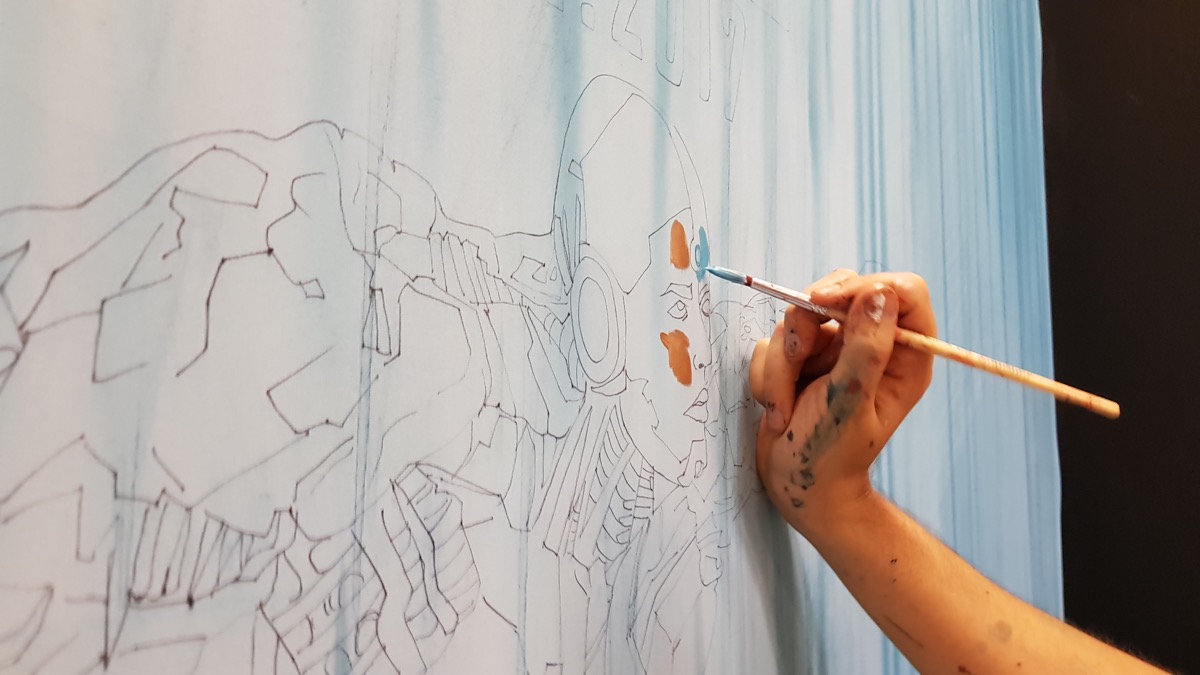 Live Art Performance by Ben Heine Flesh and Acrylic